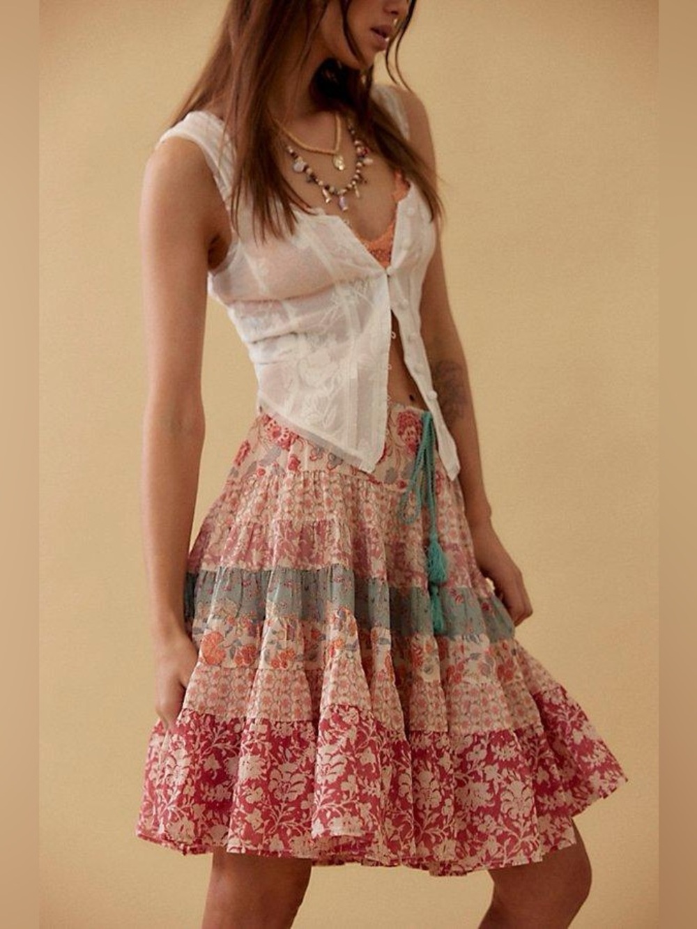 𝓯𝓹 Free People ~ Many Layers Midi Skirt - Picture 12 of 13